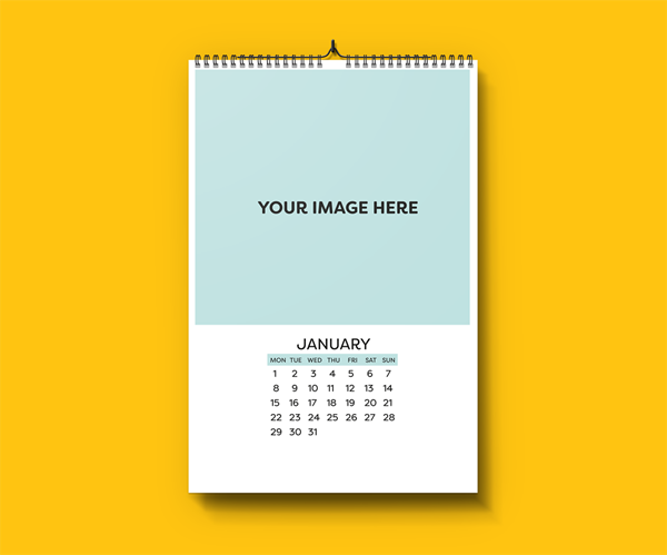 Picture of Copy of Plain and Simple - Wall Calendar Template - Just Add Your Pictures 