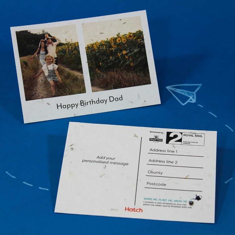 Seeded postcard with frame and double image
